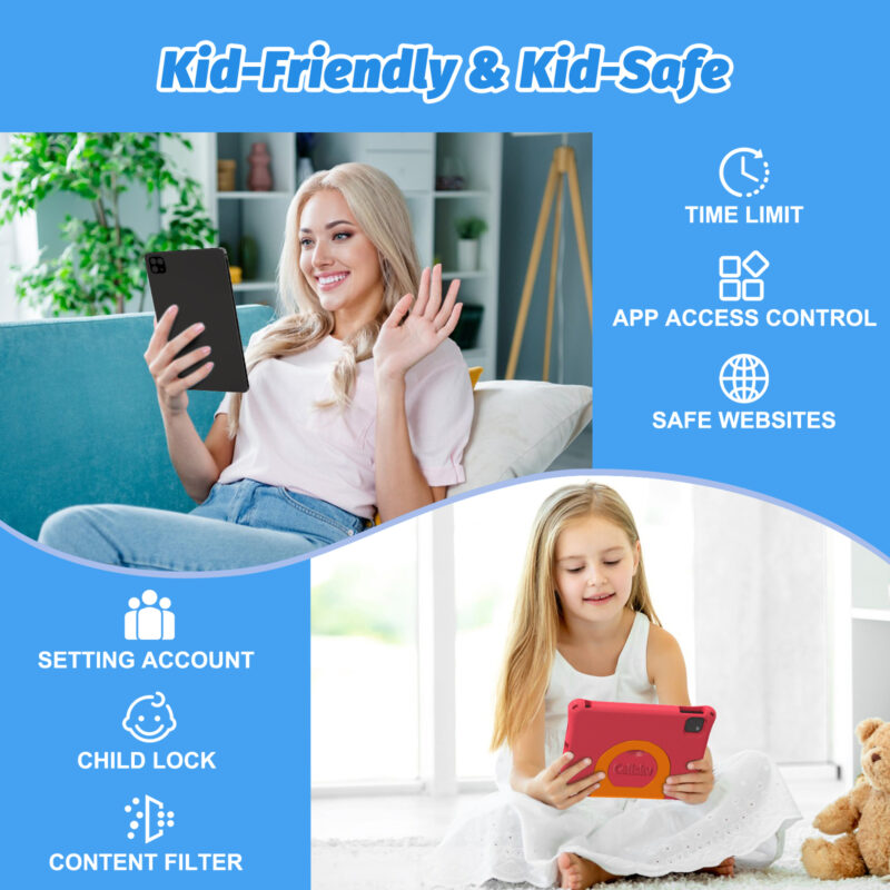 Callsky 10.95 Inch Kids Tablet with EVA Shockproof Case(Red/Yellow) - Image 6