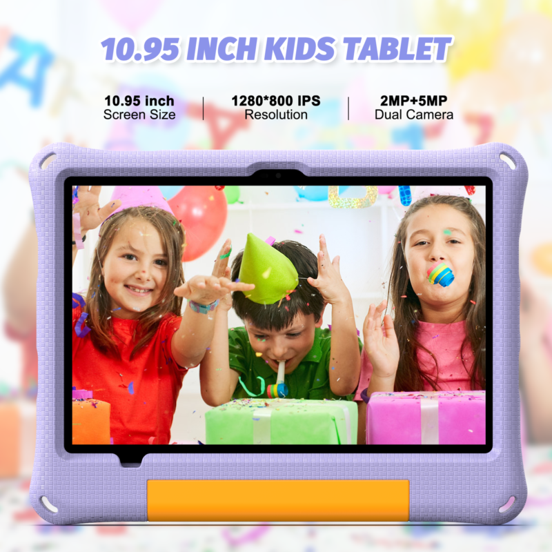 Callsky 10.95 Inch Kids Tablet with EVA Shockproof Case(Green/Purple) - Image 4