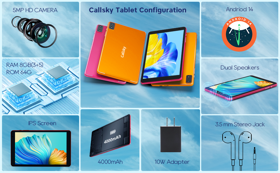 Callsky 8 Inch Tablet Pink