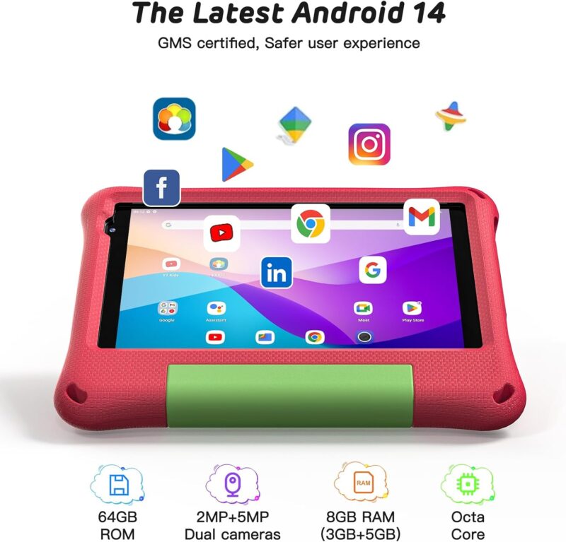 Callsky 8 inch Kid‘s tablets Pink - Image 4