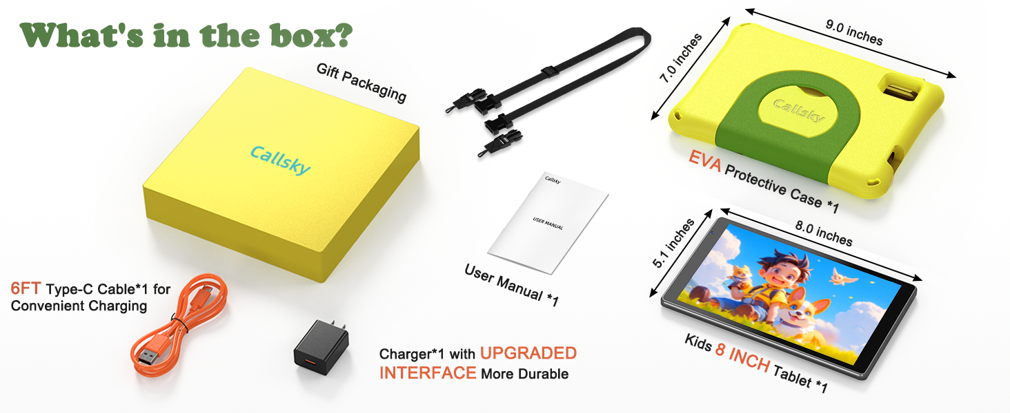 Callsky Kids Tablet 8 Inch - Cpad 8 Yellow